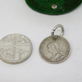 Victorian Sterling Silver Threepence 'Sissie' Engraved Love Token Charm Antique c1880