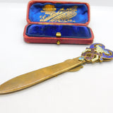 Victorian French Gilt Metal & Colourful Enamel Bookmark or Sewing Clip c1850