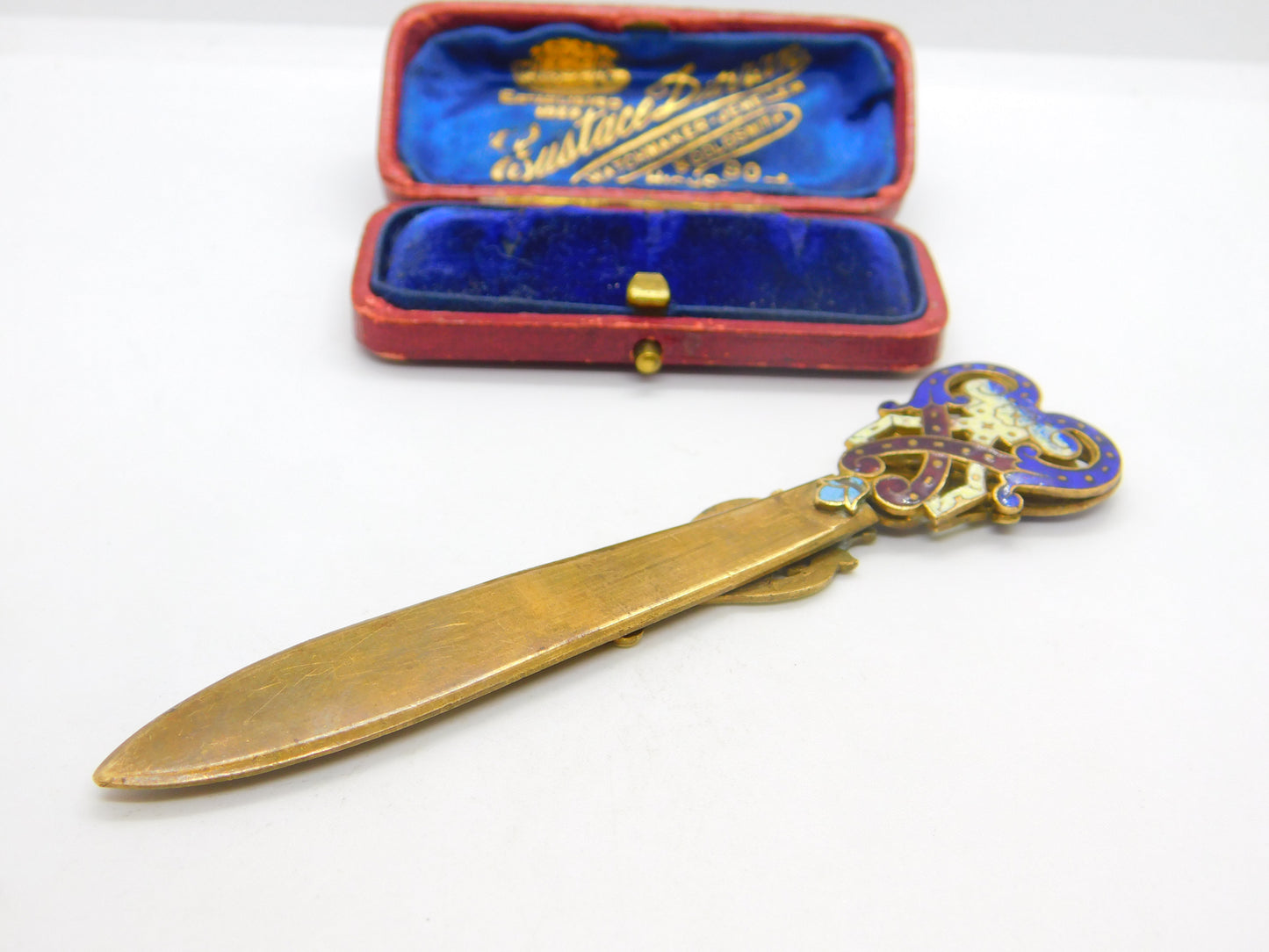 Victorian French Gilt Metal & Colourful Enamel Bookmark or Sewing Clip c1850