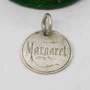 Victorian Sterling Silver Threepence Margaret Engraved Love Token Charm Antique c1880