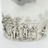 Victorian Sterling Silver Novelty Rural Scene Tea Caddy Antique 1901 Chester