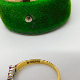 18ct Yellow Gold, Baguette Cut Ruby & Diamond Half Eternity Ring Vintage 1970