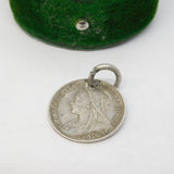 Victorian Sterling Silver Threepence Margaret Engraved Love Token Charm Antique c1880