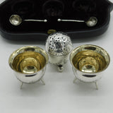 Boxed Mappin & Webb Sterling Silver Miniature Cruet Set 1890 London Antique