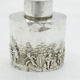 Victorian Sterling Silver Novelty Rural Scene Tea Caddy Antique 1901 Chester