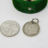 Victorian Sterling Silver Threepence Margaret Engraved Love Token Charm Antique c1880