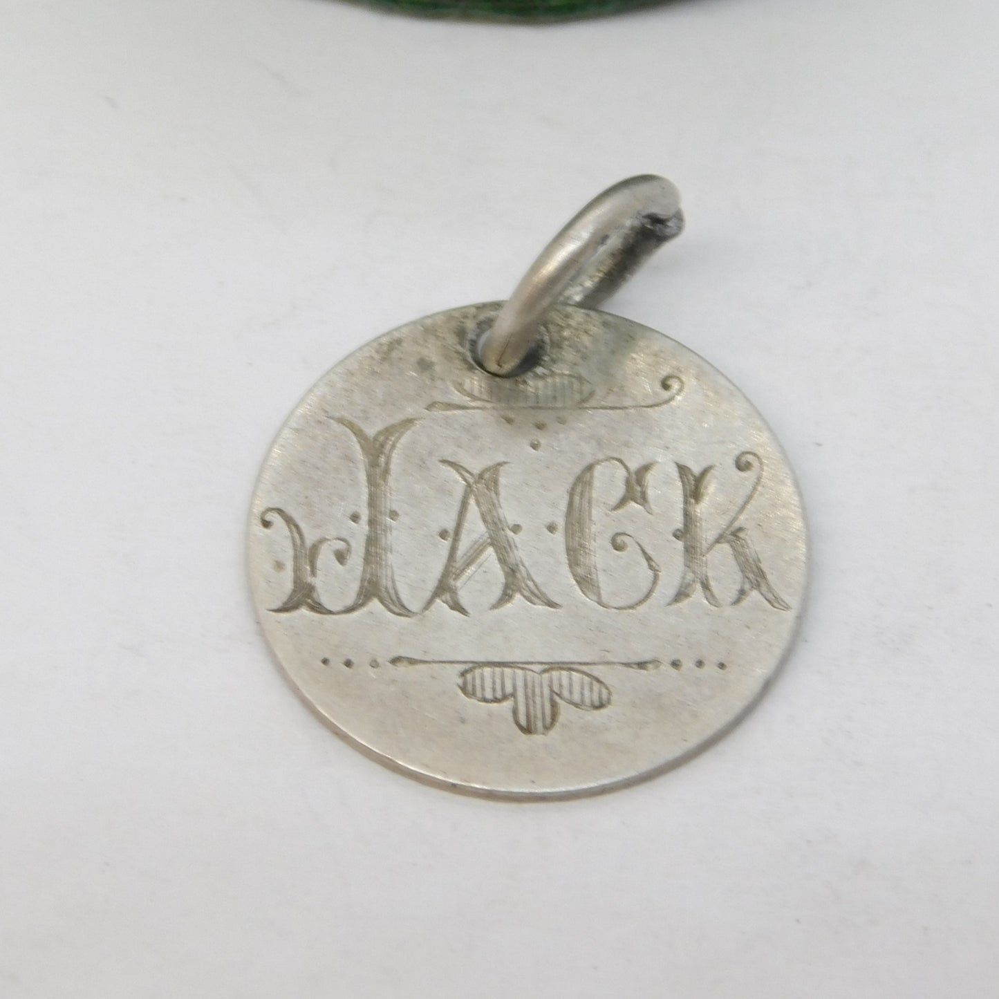 Victorian Sterling Silver Threepence 'Jack' Engraved Love Token Charm Antique c1880