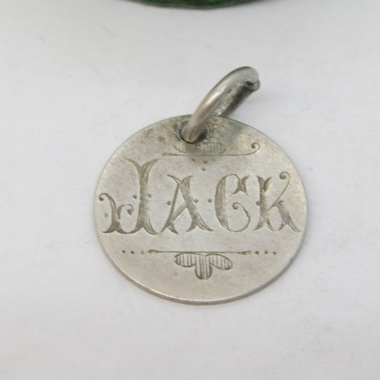 Victorian Sterling Silver Threepence 'Jack' Engraved Love Token Charm Antique c1880