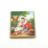 Victorian Gold Cased Enamel Romantic Regency Scene Cigarette Case Antique