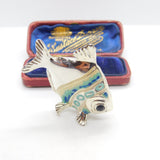 Saturno Silver Blue-White Enamel Tropical Fish Ornament Vintage c2000