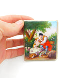Victorian Gold Cased Enamel Romantic Regency Scene Cigarette Case Antique