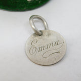 Victorian Sterling Silver Threepence 'Emma' Engraved Love Token Charm Antique c1880