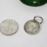 Victorian Sterling Silver Threepence 'Emma' Engraved Love Token Charm Antique c1880
