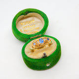 Victorian 18ct Yellow Gold, Sapphire & Diamond Boat Ring Antique 1867 Birmingham