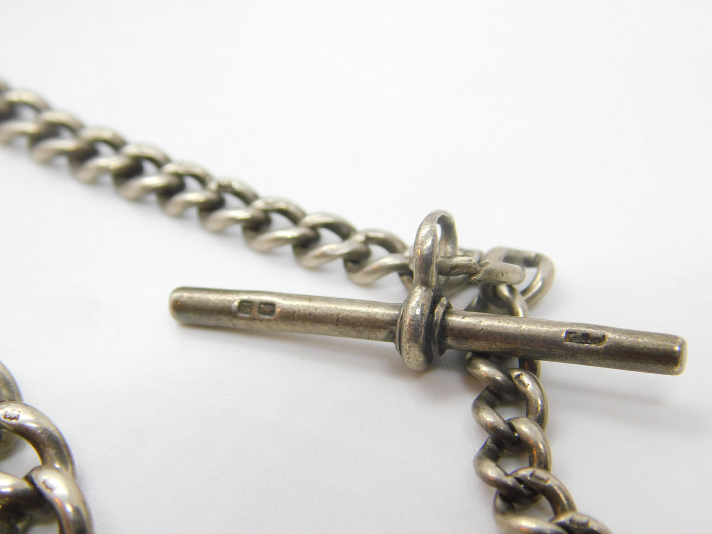 Sterling Silver Graduating Albert Watch Chain Antique 1912 Birmingham Art Deco