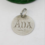 Victorian Sterling Silver Threepence 'ADA' Engraved Love Token Charm Antique c1880