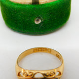 Victorian 18ct Yellow Gold, Sapphire & Diamond Boat Ring Antique 1867 Birmingham