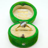9ct Yellow Gold & Banded Agate Dress Ring Vintage 1983 Birmingham