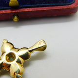 9ct Yellow Gold, Pearl & Topaz Set Cross Pendant Vintage c1970 London