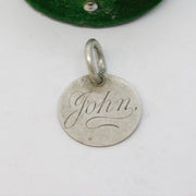 Victorian Sterling Silver Threepence 'John' Engraved Love Token Charm Antique c1880