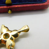 9ct Yellow Gold, Pearl & Topaz Set Cross Pendant Vintage c1970 London