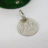 Victorian Sterling Silver Threepence 'John' Engraved Love Token Charm Antique c1880