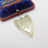 Victorian Silver Plated Hebrew Mizpah Heart Form Bookmark Antique c1860