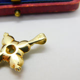 9ct Yellow Gold, Pearl & Topaz Set Cross Pendant Vintage c1970 London