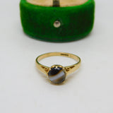 9ct Yellow Gold & Banded Agate Dress Ring Vintage 1983 Birmingham