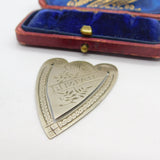 Victorian Silver Plated Hebrew Mizpah Heart Form Bookmark Antique c1860