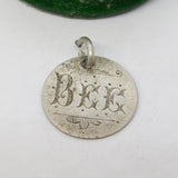 Victorian Sterling Silver Threepence 'Bee' Engraved Love Token Charm Antique c1880