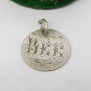 Victorian Sterling Silver Threepence 'Bee' Engraved Love Token Charm Antique c1880