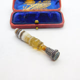 Victorian Banded Agate, Sterling Silver & Bloodstone Intaglio of Ship Seal c1850