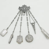 Victorian Sterling Silver Sewing Chatelaine & Tools 1893 Birmingham Antique