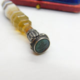 Victorian Banded Agate, Sterling Silver & Bloodstone Intaglio of Ship Seal c1850
