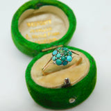 Victorian 9ct Yellow Gold & Pave Set Turquoise Ring Antique c1860