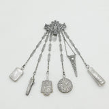 Victorian Sterling Silver Sewing Chatelaine & Tools 1893 Birmingham Antique