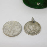 Victorian Sterling Silver Threepence 'Bee' Engraved Love Token Charm Antique c1880