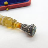 Victorian Banded Agate, Sterling Silver & Bloodstone Intaglio of Ship Seal c1850