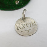 Victorian Sterling Silver Threepence Katie Engraved Love Token Charm Antique c1880