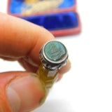 Victorian Banded Agate, Sterling Silver & Bloodstone Intaglio of Ship Seal c1850