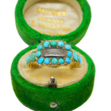 George III 18ct Yellow Gold & Turquoise Mourning Ring Engraved Ob. Antique 1819