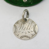 Victorian Sterling Silver Threepence Will Engraved Love Token Charm Antique c1880