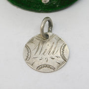 Victorian Sterling Silver Threepence Will Engraved Love Token Charm Antique c1880