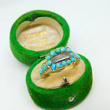 George III 18ct Yellow Gold & Turquoise Mourning Ring Engraved Ob. Antique 1819