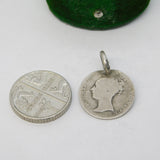 Victorian Sterling Silver Threepence Will Engraved Love Token Charm Antique c1880