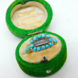 George III 18ct Yellow Gold & Turquoise Mourning Ring Engraved Ob. Antique 1819