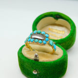 George III 18ct Yellow Gold & Turquoise Mourning Ring Engraved Ob. Antique 1819