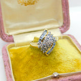 9ct Yellow Gold Baguette & Rose Cut Diamond Cluster Ring Vintage 2002 Birmingham