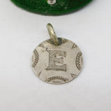 Victorian Sterling Silver Threepence 'E'  Engraved Love Token Charm Antique c1880